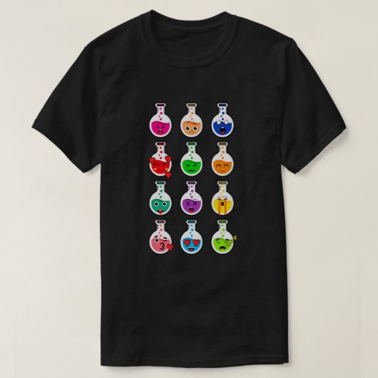 Fungerend chemisch proefbuisje emoties grafisch on t-shirt (Design voorkant)