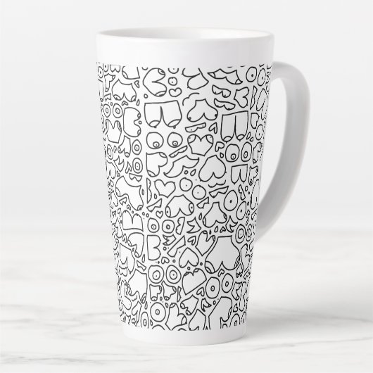 Fungerend volwassen borstpatroon latte mok (Rechterhoek)