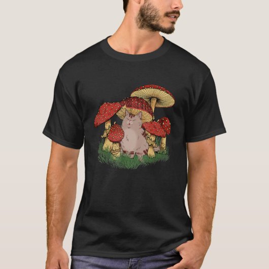 Fungus Magic Psilocybin Mushrooms Cat Hippie   T-shirt (Voorkant)