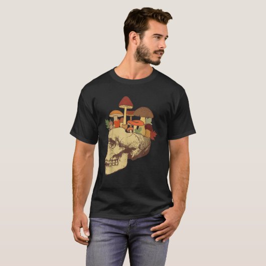 Fungus Magic Psilocybin Mushrooms Skull Face Hippi T-shirt (Voorkant volledig)