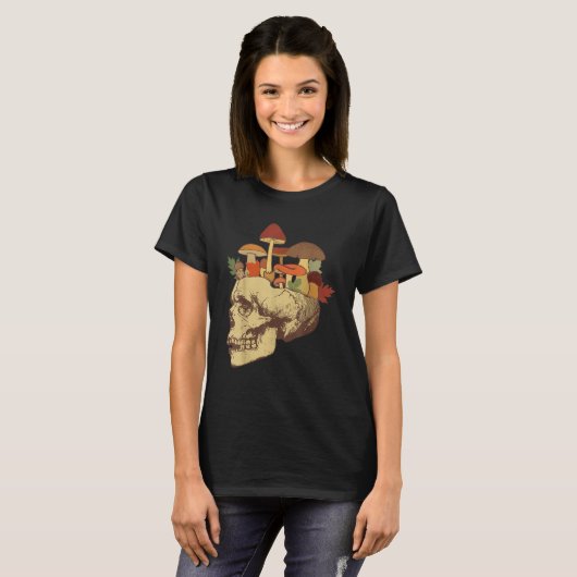 Fungus Magic Psilocybin Mushrooms Skull Face Hippi T-shirt (Voorkant volledig)