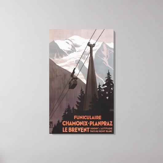 Funiculaire Le Brevent Cable Car Poster Canvas Afdruk (Voorkant)
