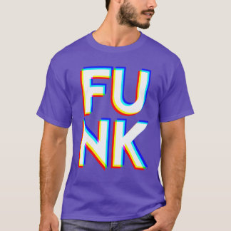 Funk in grote vetgedrukte CMYK letters behe meme v T-shirt