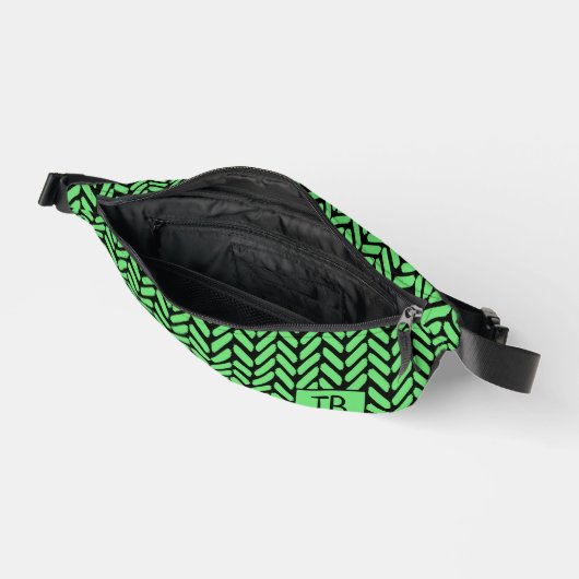 Funk Vert Clair Chevron Monogramme Initiales (Ouvrir)