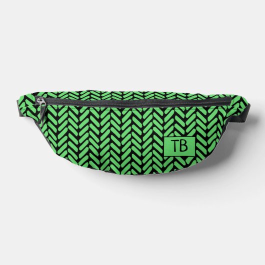 Funk Vert Clair Chevron Monogramme Initiales (Poser)