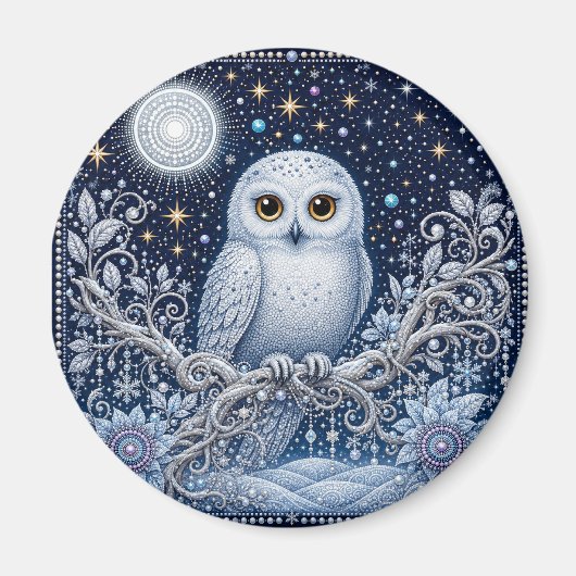 Funkelnde Schneeeule Magneet (Voorkant)