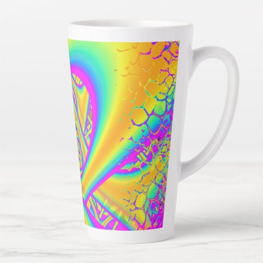 Funkidelic Dichroic Fused Glass Fractal Latte Mok (Rechts)