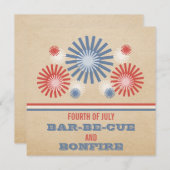 Funky 4 juli Fireworks and Stripes nodigt uit Kaart (Voorkant / Achterkant)