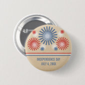 Funky 4 juli Fireworks & Stripes Button (Voorkant /achterkant)