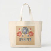 Funky 4th of Juli Fireworks Bag Grote Tote Bag (Voorkant)
