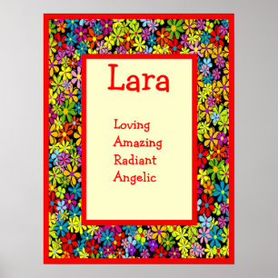 Funky 70s Flowers Teen Kinder Name Wall Art Print