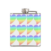 Funky 70s Retro Pastel | Rainbow Hearts Pattern Heupfles (Achterkant)