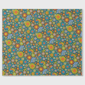 Funky 70s Style Flowers Cadeaupapier (Vlak)