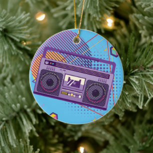 Funky 80s draagbare radiocassetspeler, 'boombox' keramisch ornament