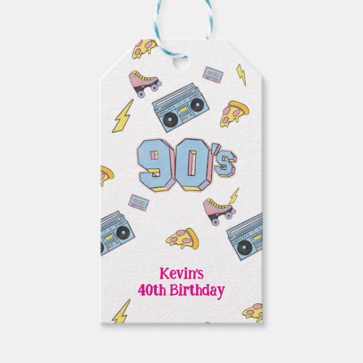 Funky 90's Theme Verjaardag Gift Label Cadeaulabel (Voorkant)
