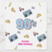 Funky 90's Theme Verjaardag Gift Label Wijn Etiket (Enkel label)