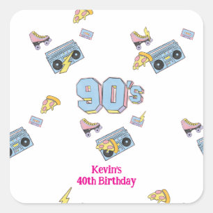 Funky 90's Theme Verjaardag Sticker