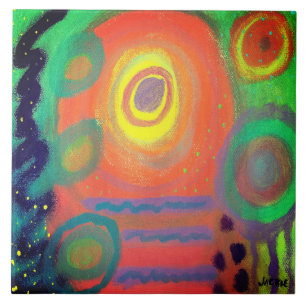 Funky Abstract Acryl Schilderen Tegeltje