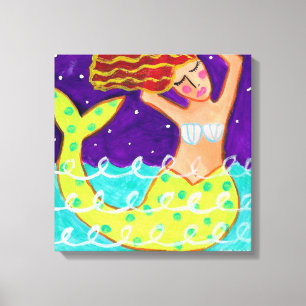 Funky Abstract Acryl Zeemeermin schilderij Canvas Afdruk