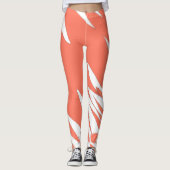 Funky Abstract Art Coral White Leggings (Voorkant)