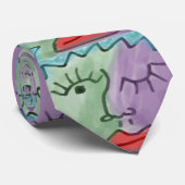 Funky Abstract Art Face Winking Stropdas (Opgerold)