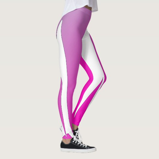 Funky Abstract Art Paars Pink White Leggings (Rechts)