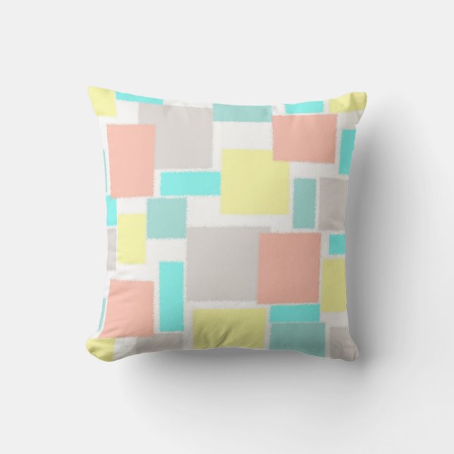 Funky Abstract Art Pastel Turquoise Yellow Kussen (Voorkant)