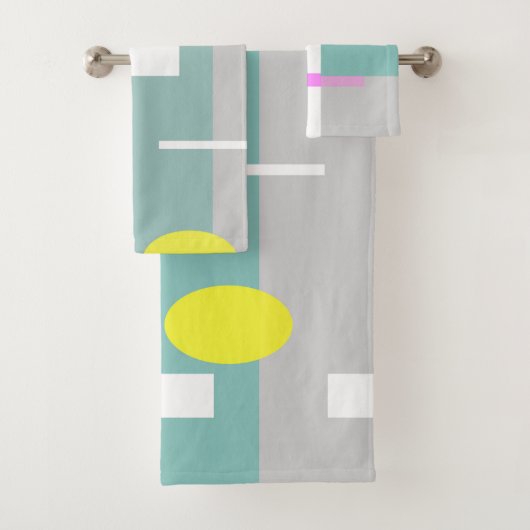 Funky Abstract Art Turquoise Pink Pastel Theme Bad Handdoek (Insitu)