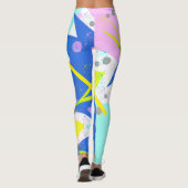 Funky Abstract Art Yellow Blue Pastel Thema Leggings (Achterkant)