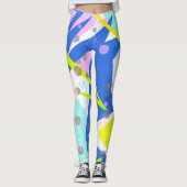 Funky Abstract Art Yellow Blue Pastel Thema Leggings (Voorkant)