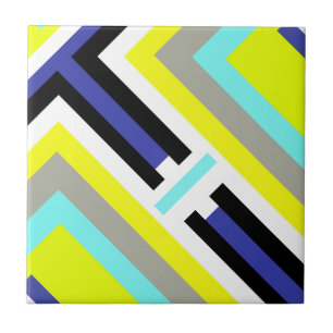 Funky Abstract Art Yellow Blue Pastel Thema Tegeltje