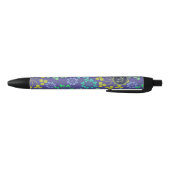Funky Abstract Blue Floral Pattern Monogram Zwarte Inkt Pen (Bodem)