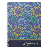 Funky Abstract Blue Floral Pattern Personalized Notitieboek (Voorkant)