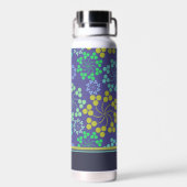 Funky Abstract Blue Floral Pattern Personalized Waterfles (Achterkant)