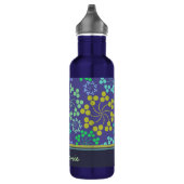 Funky Abstract Blue Floral Pattern Personalized Waterfles (Rechts)