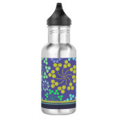 Funky Abstract Blue Floral Pattern Personalized Waterfles (Rechts)