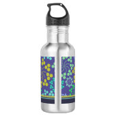 Funky Abstract Blue Floral Pattern Personalized Waterfles (Achterkant)