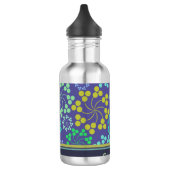 Funky Abstract Blue Floral Pattern Personalized Waterfles (Links)