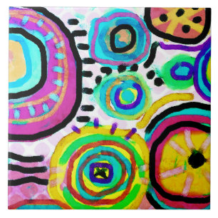 Funky Abstract digitaal schilderen Tegeltje