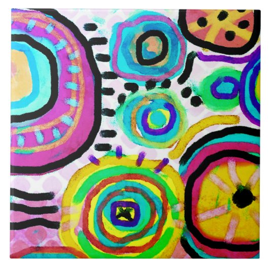 Funky Abstract digitaal schilderen Tegeltje (Voorkant)