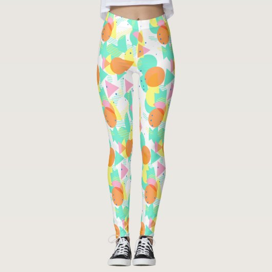 Funky Abstract Geometric Hip 50s Pattern Leggings (Voorkant)