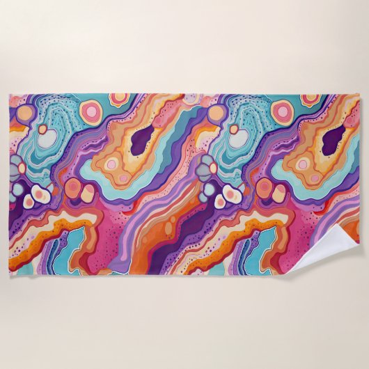 Funky Abstract Kleurrijke Agaat Geode Pattern Strandlaken (Voorkant)