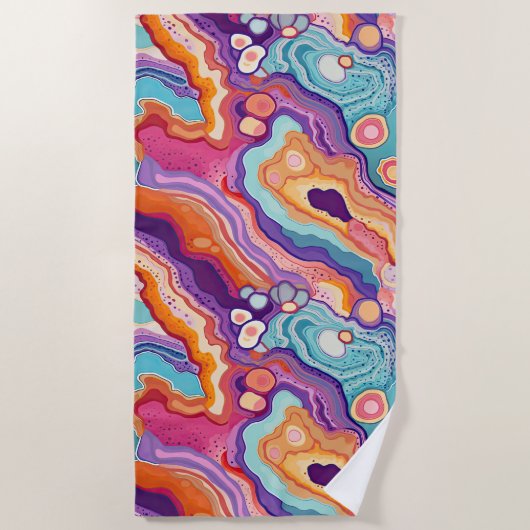 Funky Abstract Kleurrijke Agaat Geode Pattern Strandlaken (Voorkant)