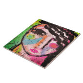 Funky Abstract Portret op OSB Board Tegeltje (Zijkant)