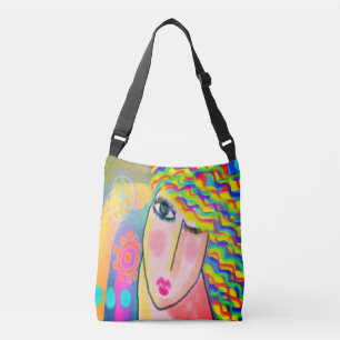 Funky Abstract portret van een vrouw Crossbody Tas