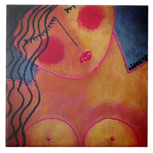 Funky Abstract Portret van een Vrouw Keramische Te Tegeltje