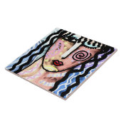 Funky Abstract portret van een vrouw Tegeltje (Zijkant)