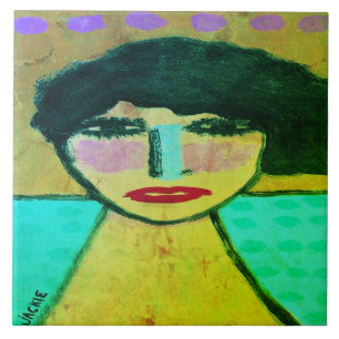 Funky Abstract portret van een vrouw Tegeltje