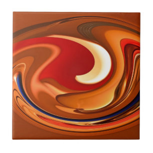 Funky Abstract verbrand Oranje en rood ontwerp Tegeltje