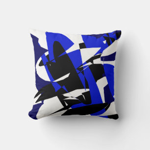 Funky Abstract Zwart Blauw Patroon Kussen Cushion